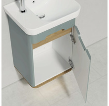 Badmöbelset VitrA Sento links BxHxT 50 x 68,5 x 37,5 cm Frontfarbe fjordgrün eiche hell mit Waschtisch Keramik weiß 65868