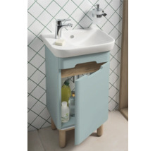 Badmöbelset VitrA Sento links BxHxT 50 x 68,5 x 37,5 cm Frontfarbe fjordgrün eiche hell mit Waschtisch Keramik weiß 65868