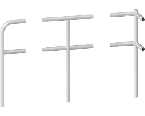 Mittelpfosten/Standpfosten Stahlrohr Ø 48 mm als Schutzgeländer variabel steckbar zum Einbetonieren feuerverzinkt B = 500 mm H = 1000 mm Drei verschiedene Handtuchhalter aus Metall