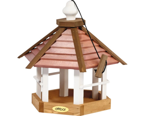 Vogelhaus dobar green label Vogelfutterhaus Herbstfrüchte 6 eckig zum Aufhängen aus Holz, 33,5x29x34 cm Vogelhaus aus Holz mit Dach und Aufhängung