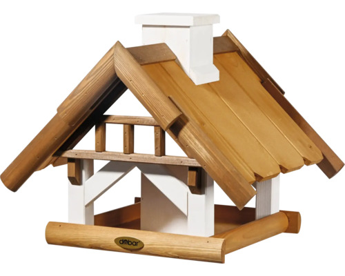 Vogelhaus dobar green label Vogelfutterhaus Goldener Oktober für Ständermontage aus Holz, 39x39x35 cm Vogelhaus aus Holz mit Dach und Futterschale