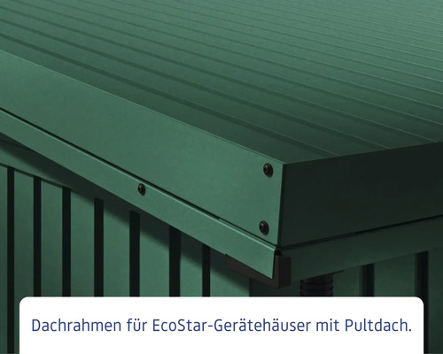 Detailansicht des Dachrahmens für ein EcoStar Gerätehaus mit Pultdach.