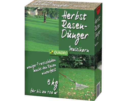 Herbst-Rasendünger 5 kg 180 m² organisch-mineralisch Packung Herbst Rasendünger Multikorn für bis zu 180 Quadratmeter
