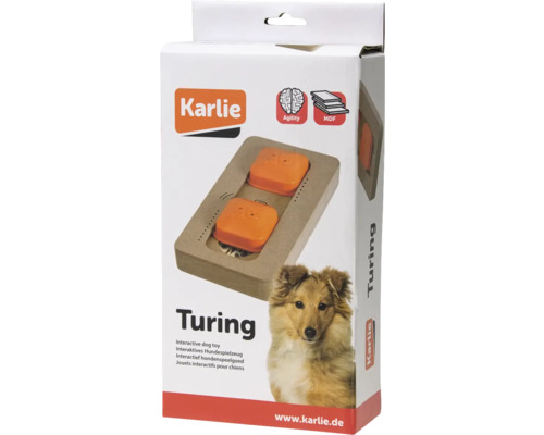 Hundespielzeug Karlie Holz Brain Train Turing 22 x 12 x 3 cm Intelligenzspielzeug, Snackspielzeug, Beschäftigung, Interaktiv Spielzeug Karlie Turing interaktives Hundespielzeug Verpackung