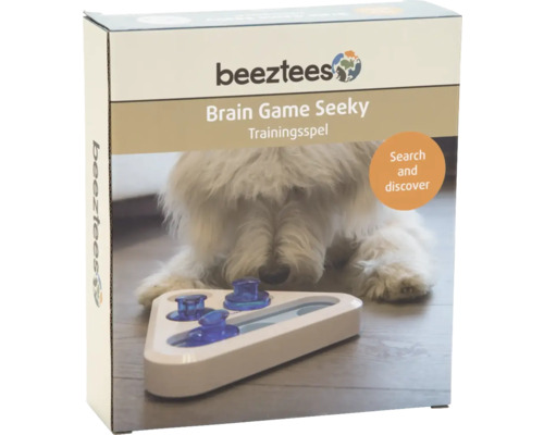 Hundespielzeug beeztees Hundetraining Seeky Blau 25 x 22 x 6cm Intelligenzspielzeug, Snackspielzeug, Beschäftigung, Interaktiv Spielzeug Beeztees Logo, Brain Game Seaky Trainingsspiel für Hunde in Verpackung
