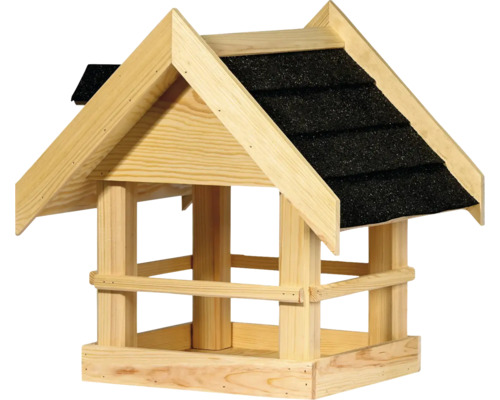 Vogelhaus aus Holz mit Bitumendach