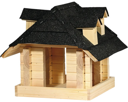 Vogelhaus aus Holz mit Bitumendach