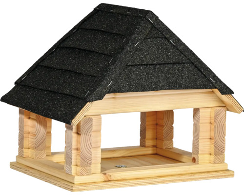 Vogelhaus aus Holz mit Bitumendach