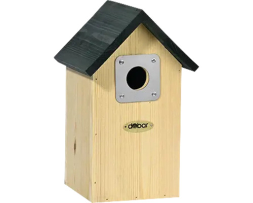 Nistkasten dobar green label Nisthöhle für Höhlenbrüter aus Holz, 17,8x16x28,5 cm Vogelhaus aus Holz mit schwarzem Dach und rundem Eingangsloch