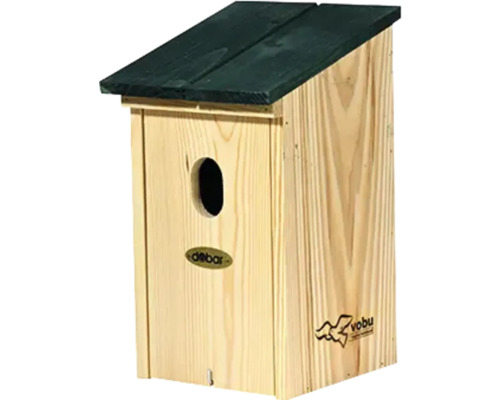 Nistkasten dobar green label Nisthöhle für Rotschwanz aus Holz, 17x18x30 cm Vogelhaus aus Holz mit geneigtem Dach