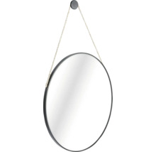 Runder Spiegel mit Aufhängung an einer Wandhalterung