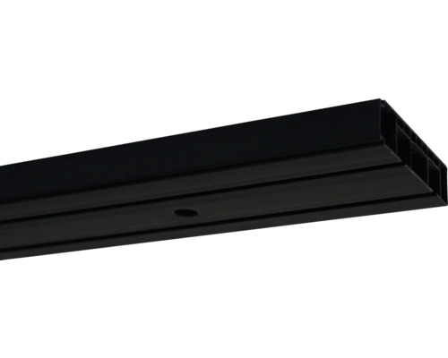 Kunststoff-Vorhangschiene Komplettset 4 mm schwarz 2-läufig 150 cm Schwarzes Schienensystem für Beleuchtung