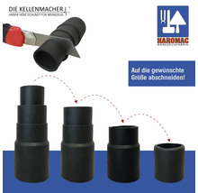 Illustration eines Universal-Saugschlauch-Adapters mit Schneideanleitung
