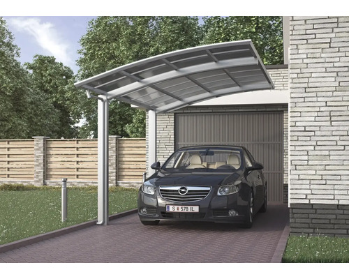 Auto unter einem Carport aus Aluminium mit Polycarbonatdach