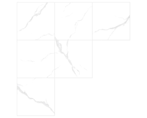 Anordnung von weißen Fliesen mit Marmoroptik