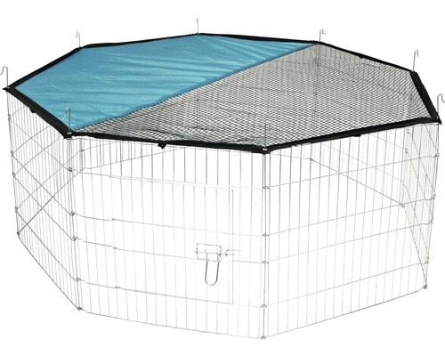 Freigehege 8 Gitter 57 x 56 cm inkl. Netz und integriertem Sonnenschutz Freilaufgehege für Haustiere mit Abdeckung und Netz