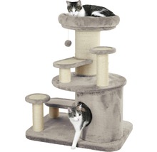 Grauer Kratzbaum mit zwei Katzen