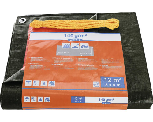 Abdeckplane 3 X 4 M – 80 G/m², Mit Ösen, Wasserdicht, Für Garten, Bau & Camping
