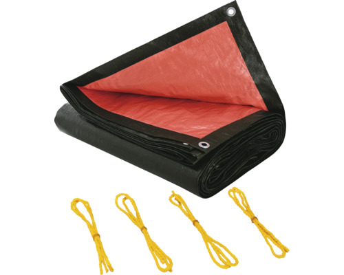 Abdeckplane mit Ösen und Befestigungsseilen