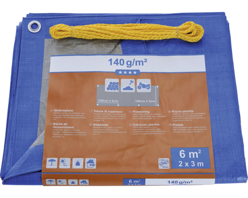 Blaue Abdeckplane, 2 mal 3 Meter, 140 Gramm pro Quadratmeter