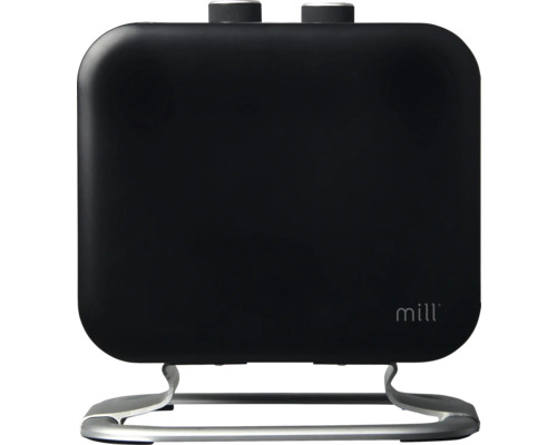 Schwarzer Mill Konvektor-Heizkörper mit silberfarbenem Fuß