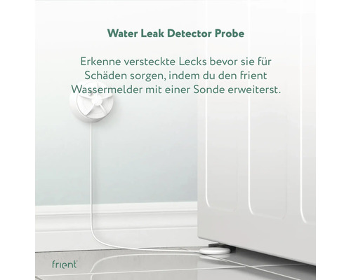 Wassermelder mit Sonde neben Waschmaschine zur Leckerkennung