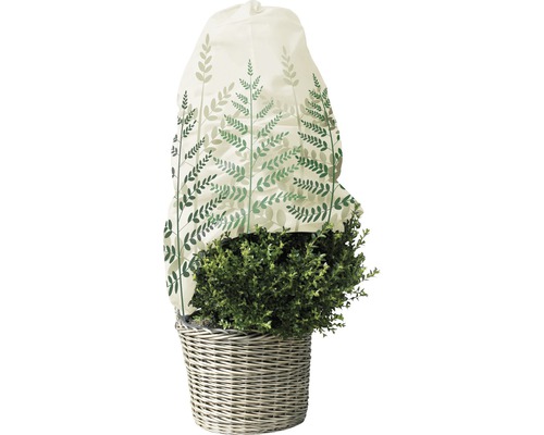 Winterschutz Videx Wintervlies Thermomantel 150 cm Ø 70 cm beige/grün Pflanze im Korb mit Pflanzen Winterschutzhaube