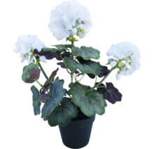Kunstblume Geranium Metall Kunststoff 40 cm weiß