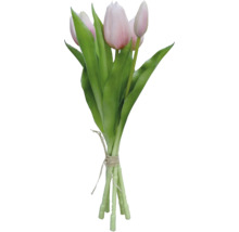 Tulpenbund mit grünen Stielen und rosa Blüten