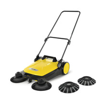 Gelbe Kehrmaschine mit Ersatzbürsten