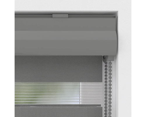 Graues Doppelrollo für Fenster mit Kettenzug