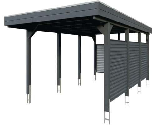 Holzcarport mit Seitenwand für Fahrzeuge