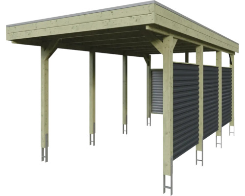 Carport aus Holz mit Stahlpfosten
