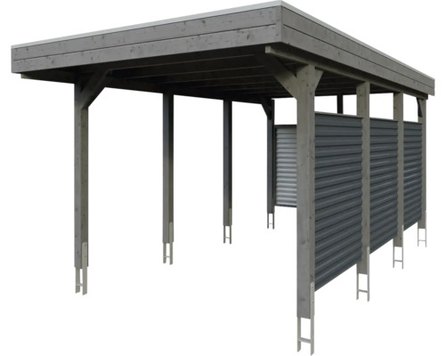 Carport aus Holz mit seitlichen Wänden