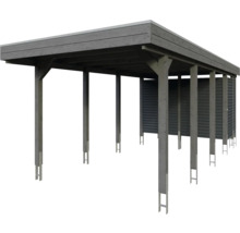 Holzcarport mit Pfosten und Rückwand