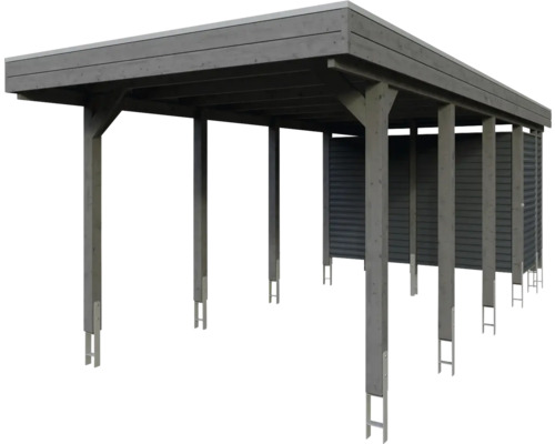 Holzcarport mit Pfosten und Rückwand