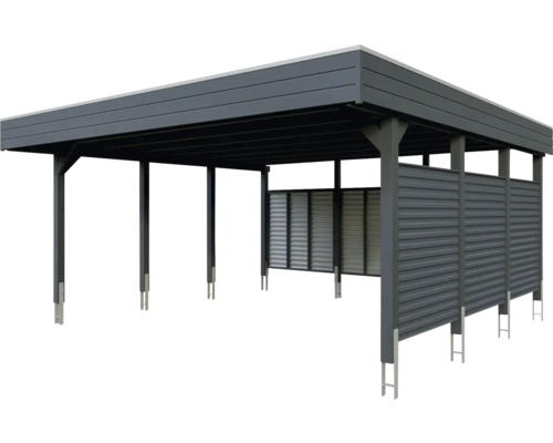Moderner Carport mit seitlichen Wänden zum Schutz vor Witterungseinflüssen