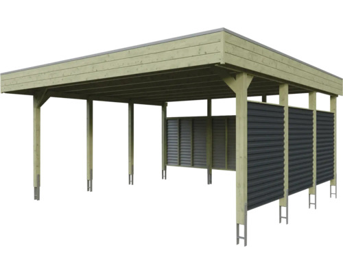 Holzcarport mit Seitenwand zum Unterstellen von Fahrzeugen und zum Schutz vor Witterungseinflüssen
