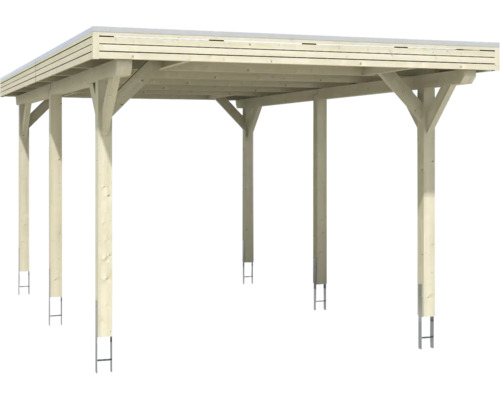 Carport aus Holz mit Flachdach