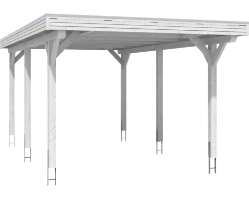 Holzcarport mit Flachdach und Pfosten