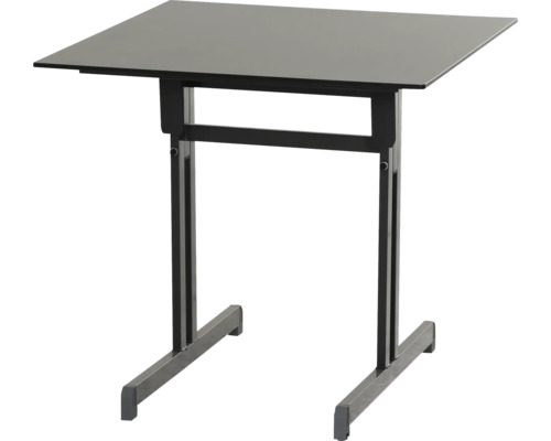Gartentisch Alco Gastro 80 x 80 cm anthrazit/anthrazit Gestell aus Stahl in anthrazit, Gartentischplatte aus Compac Plus in anthrazit Schwarzer Klapptisch mit quadratischer Tischplatte und Metallgestell