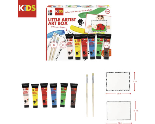 Marabu Kids Malkasten mit Farben, Pinseln und Malvorlagen
