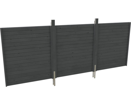 Rückwand Profilschalung SKAN HOLZ Friesland Spreewald Wallgau 550 x 200 cm schiefer Holzzaun mit Pfosten
