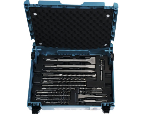 Bohrer und Meißel Set in einem blauen Werkzeugkoffer