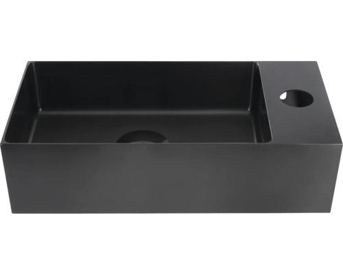 Differnz Handwaschbecken HURA L 40 x 22 cm Material edelstahl Gun Metal 38.101.86 Schwarzes Aufsatzwaschbecken mit Hahnloch