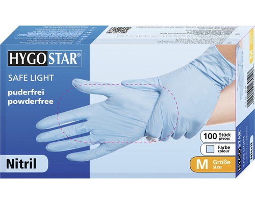 Hygo Star Safe Light Nitrilhandschuhe, puderfrei, Größe M, Packung mit 100 Stück