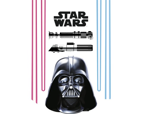 Star Wars Illustration mit Darth Vader Maske und Lichtschwertern
