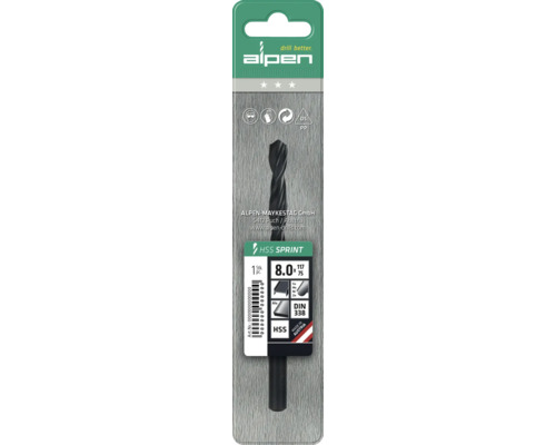 Alpen HSS Sprint Spiralbohrer, Durchmesser 8 Millimeter