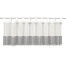 Bistrovorhang mit Schlaufen, horizontalen Streifen im oberen Bereich und breitem Querband unten.