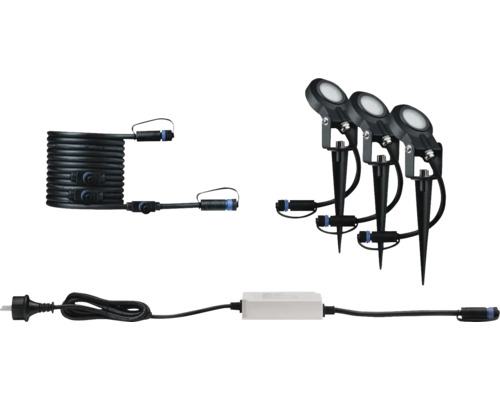 Gartenleuchten Set mit drei Lampen, Kabel und Netzteil